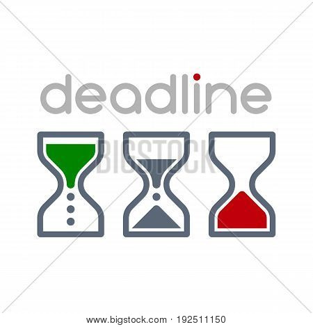 Hourglass time management business icons set. Deadline animated sandclock vector eps10 illustration.