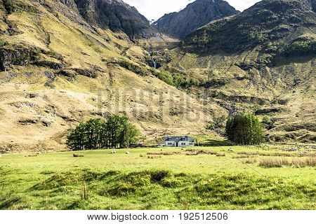 Amazing scottish landscape at Achnambeithach in Glencoe, Highlands, Scotland