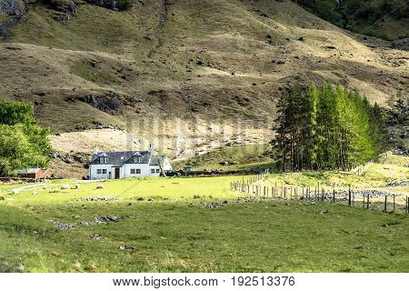 Amazing scottish landscape at Achnambeithach in Glencoe, Highlands, Scotland