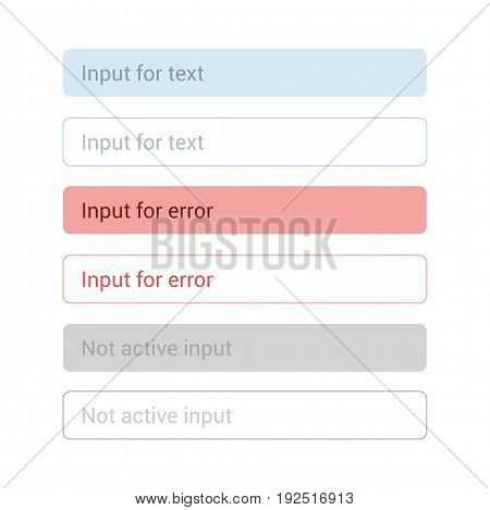 Text input template. Vector illustration isolated. States of inputs