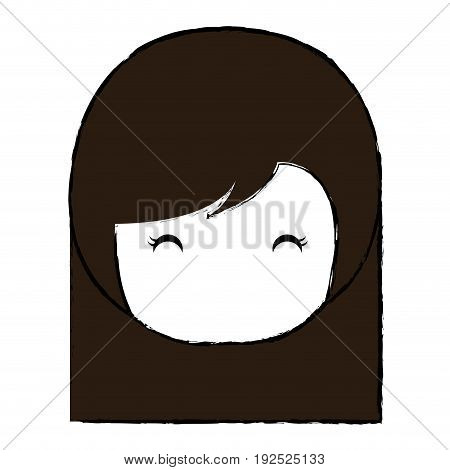 cute Little japanese doll head vector illustration design