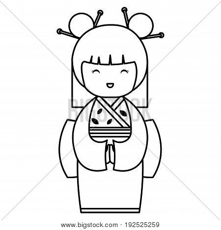 cute Little japanese doll vector illustration design