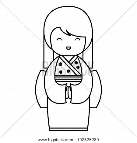 cute Little japanese doll vector illustration design