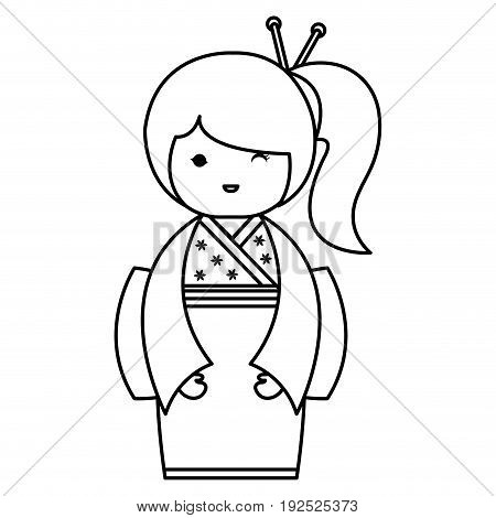 cute Little japanese doll vector illustration design