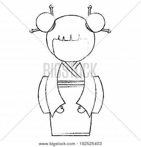 cute Little japanese doll vector illustration design