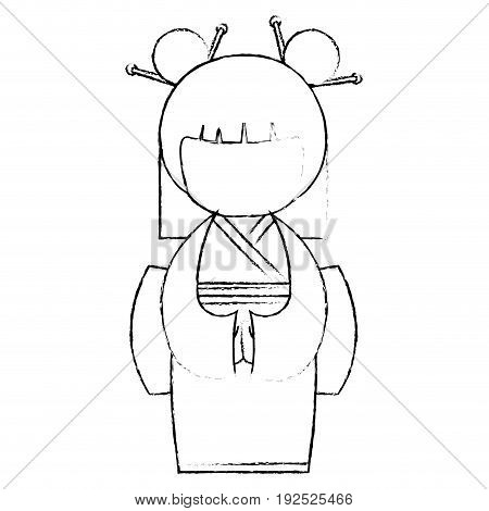 cute Little japanese doll vector illustration design