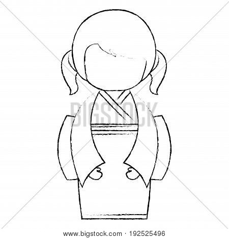 cute Little japanese doll vector illustration design