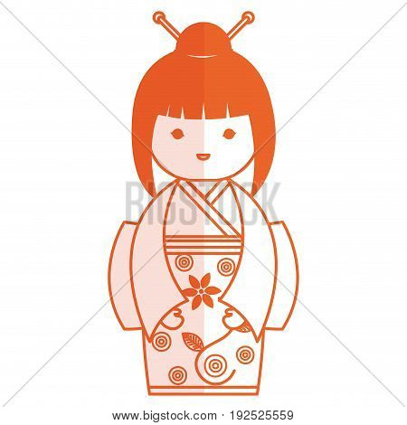 cute Little japanese doll vector illustration design