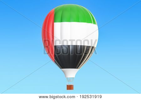 Hot air balloon with United Arab Emirates flag 3D rendering