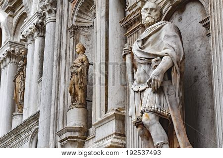 Doge's Palace statuary in the courtyard entrance