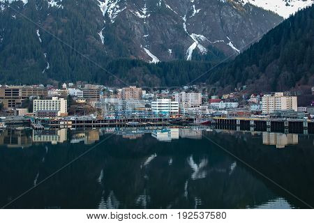 Beautiful harbor at the entrance to Juneau Alaska