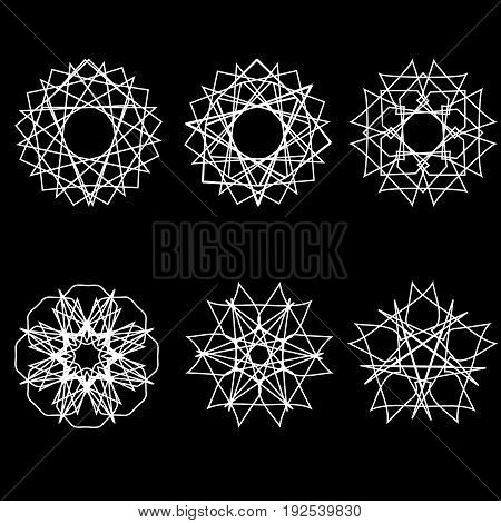 Geometric pattern symbols fractale pentogramm astrology stamp label