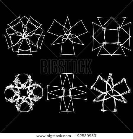 Geometric pattern symbols fractale pentogramm astrology stamp label