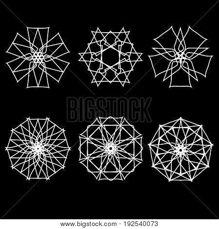 Geometric pattern symbols fractale pentogramm astrology stamp label