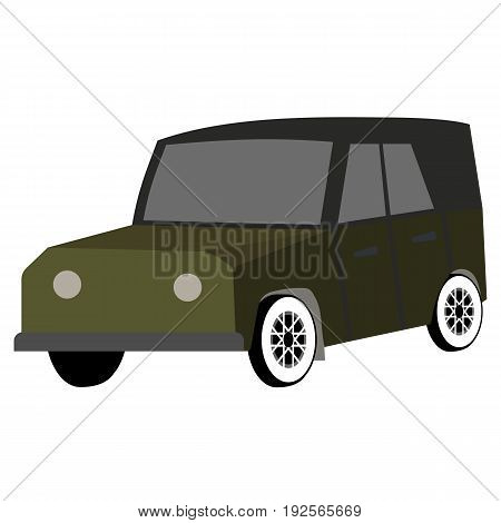 Car for travel, hunting, safari. Vector flat illustration isolated on white background.