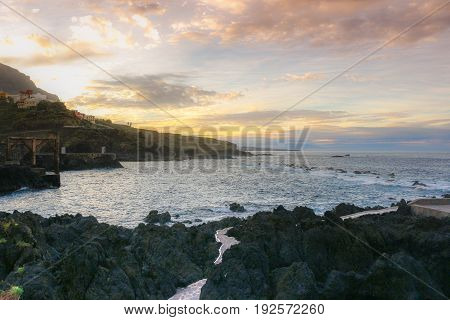 A beautiful sunset on the sea from Garachico in Tenerife