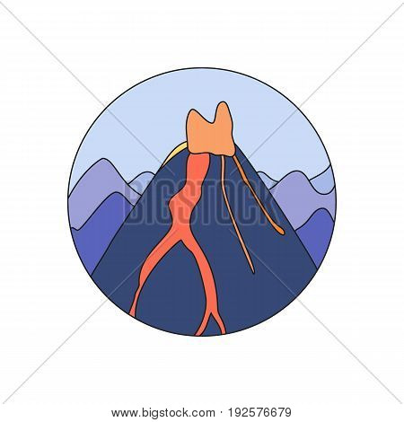 Volcano doodle icon Hand-drawn design of natural disaster object isolated on the white background vector illustration
