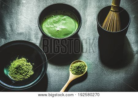 Matcha green tea. Matcha powder. Organic Green Matcha Tea.
