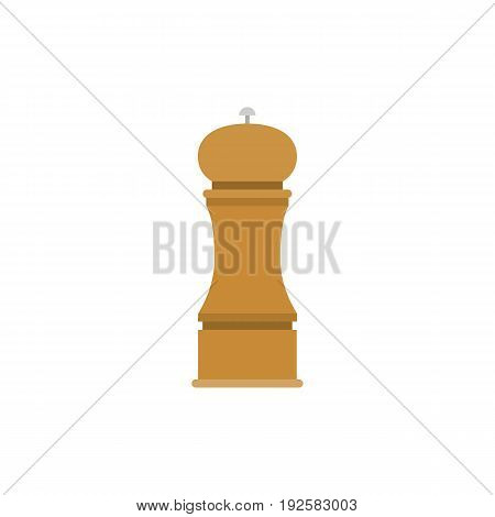 wooden grinder for salt and pepper, flat design icon