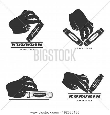 Hand Fidget Kururin Logo Set Vector Illustration