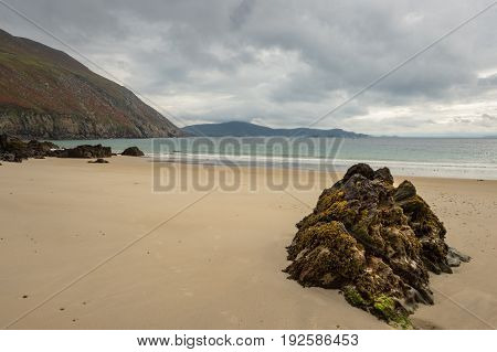 View from Keem beach on a cloudy day