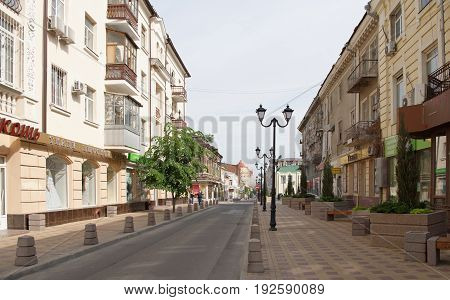 Rostov-on-Don Russia - June 182017: In the morning on the lane Semashko people rush to their business