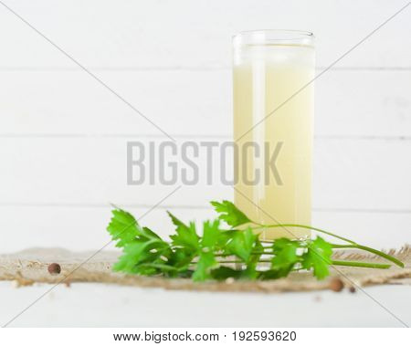 A Large Glass With Homemade Kvass. Cold Drink. Useful For Health.