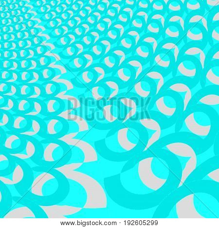 Abstract geometric background. Modern ellipses pattern turquoise blue and pale pink diagonally and vanishing.