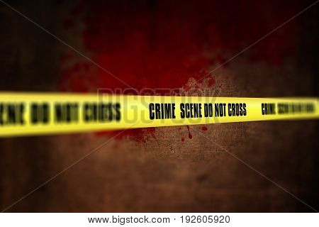 3D render of a crime scene tape against defocussed background