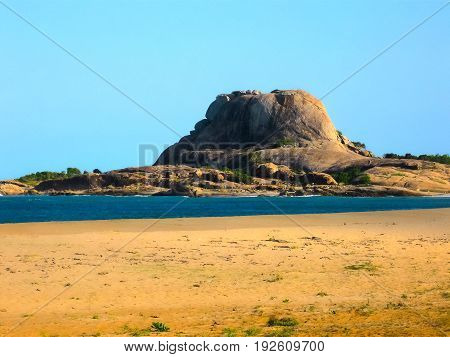 Elephant rock in Yala national park Sri Lanka on the Indian Ocean