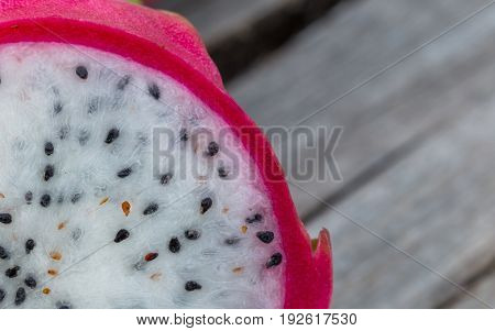 Close up of crossection dragon fruit inside