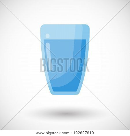 Glass of water vector flat icon Flat design of food health care of watering object with round shadow