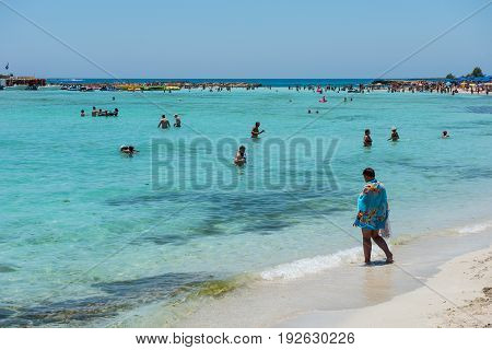 Nissi Beach Resort. White Sand And Crystal Clear Sea Water. Cyprus Island