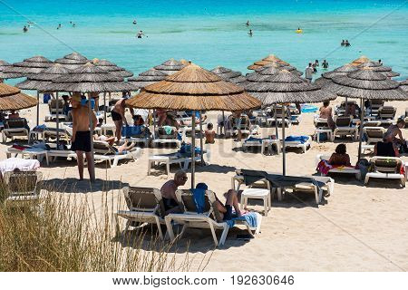 Nissi Beach Resort. White Sand And Crystal Clear Sea Water. Cyprus Island