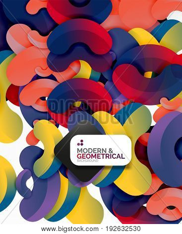 Abstract color geometric round shapes on white - elements with shadow, colorful composition