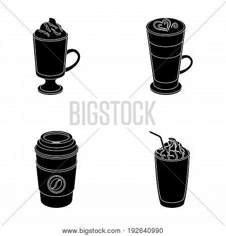 Mocha, macchiato, frappe, take coffee.Different types of coffee set collection icons in black style vector symbol stock illustration .