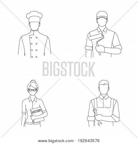 Cook, painter, teacher, locksmith mechanic.Profession set collection icons in outline style vector symbol stock illustration .