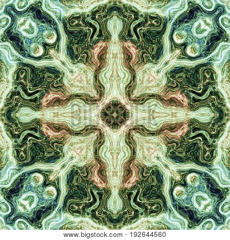 Square beautoful ornate mandala spirit harmony khaki green picture design