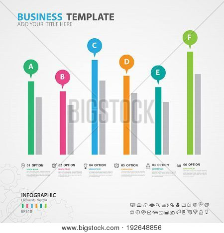 Infographics elements diagram with 6 steps options Vector illustration Rectangular 3d icon presentation advertisment Process chart business flyer banner design web design timeline silde
