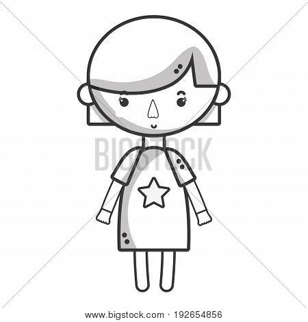line tender girl child with pijama and hairstyle vector illustration