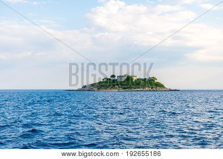 Ancient Fortress Is Located On The Island Of Mamula. Boka-kotor Bay. Montenegro.