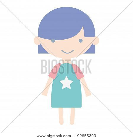 tender girl child with pijama and hairstyle vector illustration