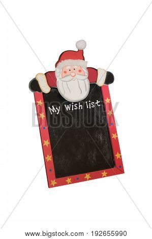 A Christmas Wish List Blackboard Isolated On A White Background