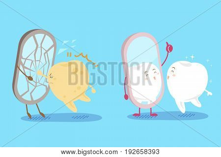 cute cartoon tooht with health concept on the blue background