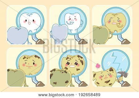 cute cartoon tooht with health concept on the blue background