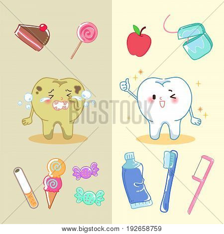 tooth with helath concept on the yellow background