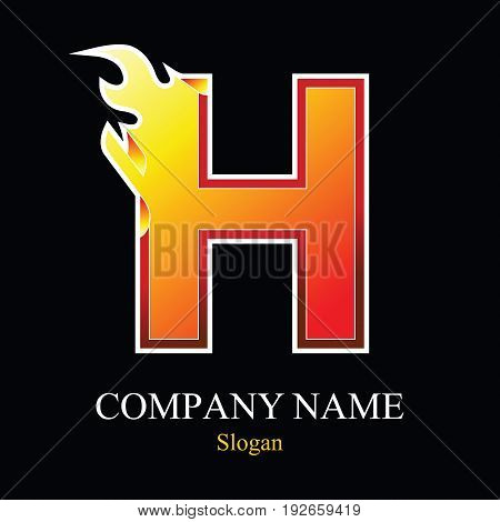 H letter fire logo design template. Vector design template elements for your application or company.