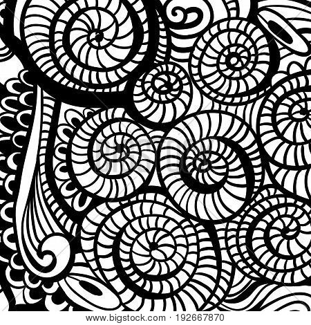 asian ethnic floral retro doodle background pattern in vector. Zentangles inspired.