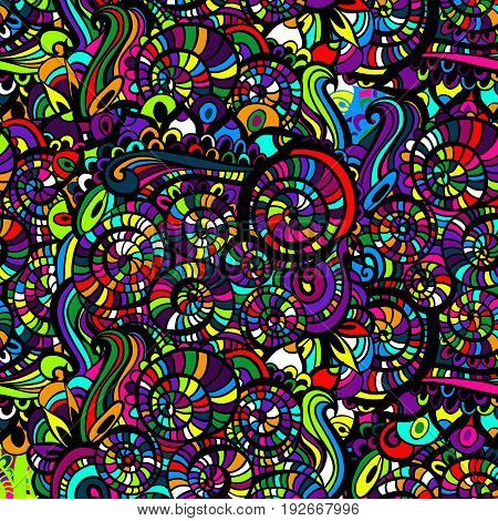 asian ethnic floral retro doodle background pattern in vector. Zentangles inspired.