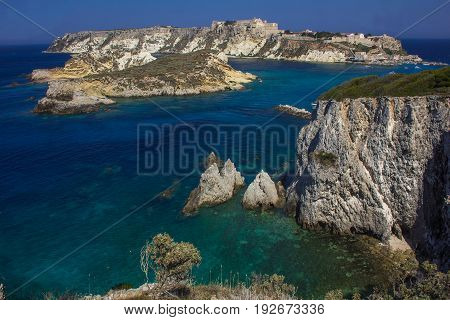 View of San Nicola island from San Domino. Isole Tremiti in Italy
